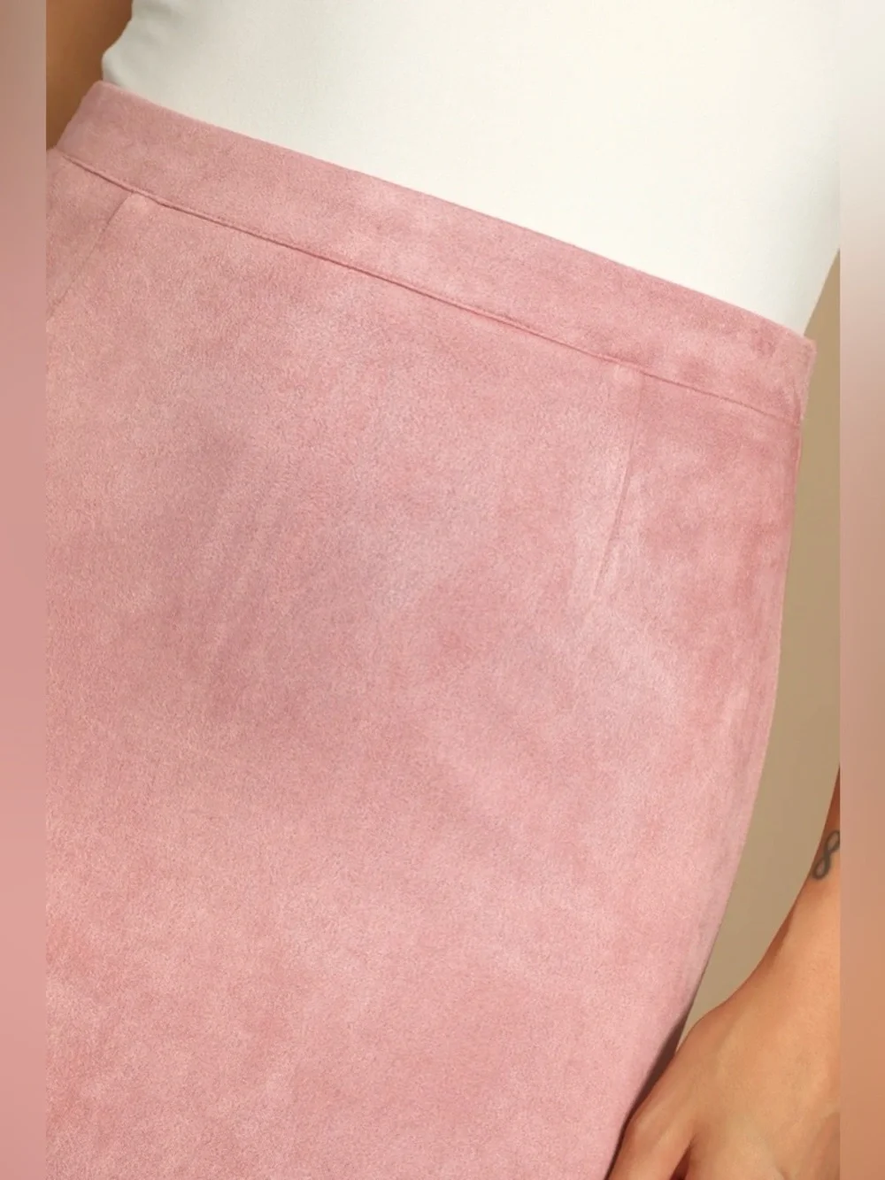 Lulus Superpower Blush Suede Pencil Skirt